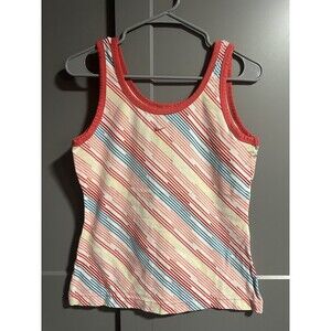 Nike Girl Rainbow Diagonal Stripe Tank Top Y2K Multicolor Large (12-14)